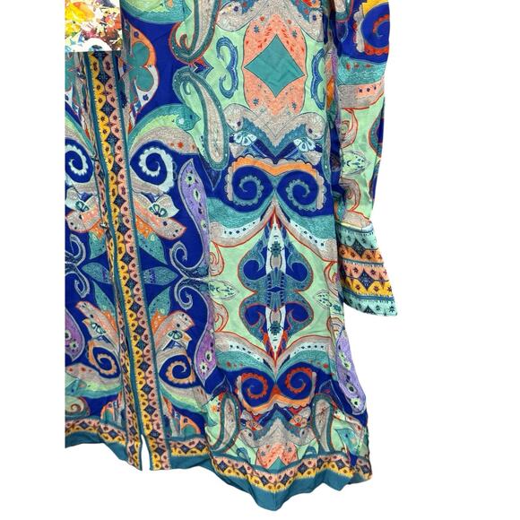 Robert Graham Charlotte Silk Paisley Shirt Dress S NWT Boho Luxe Resort Vibes - Picture 7 of 14